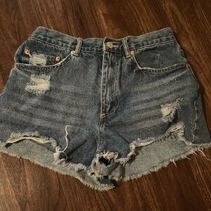 Pair of blue denim shorts